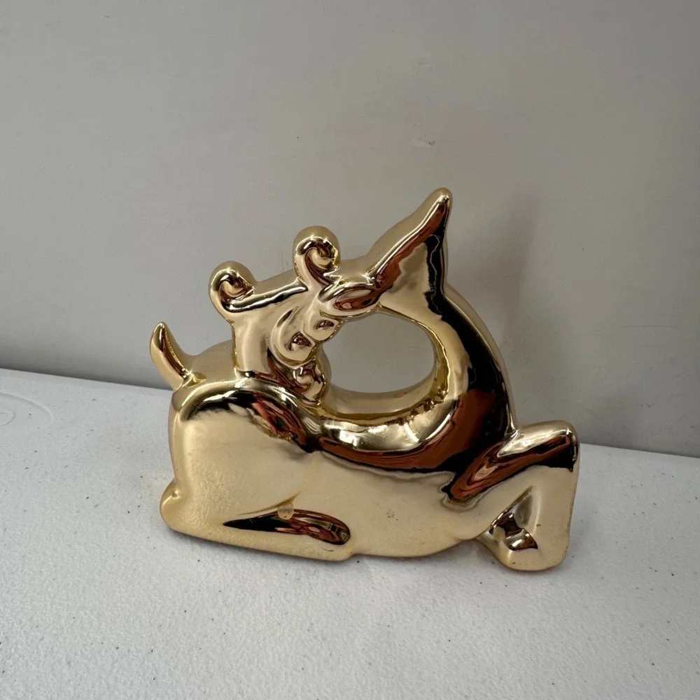 Gold & Brass Reindeer Figurines Set Of‎ 3 Holiday Decor Greenbrier International
